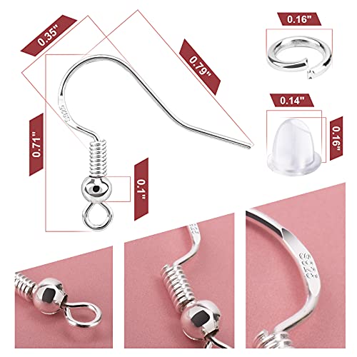 100 Pcs/50 Pairs Earring Hooks, 925 Sterling Silver Hypoallergenic Earring Hooks For Jewelry Making, 300 Pcs Upgraded Earring Making Kit, Earring Making Supplies With Earring Backs And Jump Rings #TOP2