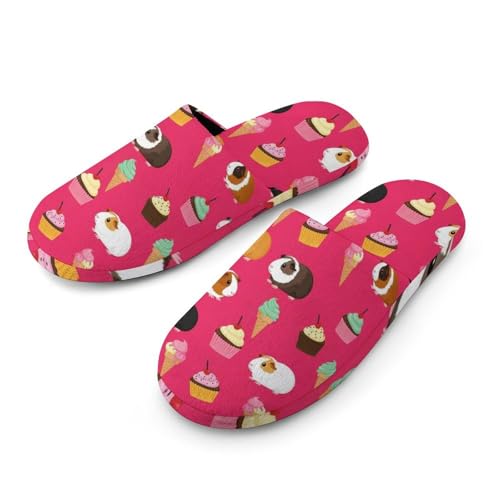 BESCHOC Guinea Pigs And Cupcakes House Slippers for Women Men