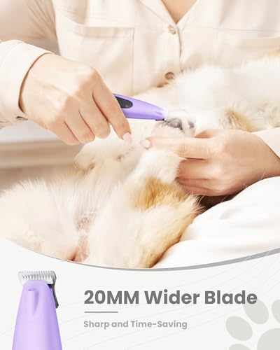 PAPMINI Dog Paw Trimmer with LED Light, Ultra-Low Noise Paw Trimmer for Dogs, Cordless Dog Clippers for Grooming with LED Display, Type-C Rechargeable Pet Clippers for Pads, Ears, Eyes, Face, Rump — view 3