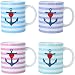 Taza de café FOUR® 4x de cerámica - taza de café con motivo de corazón de ancla - cafetera en azul, verde, púrpura y rosa