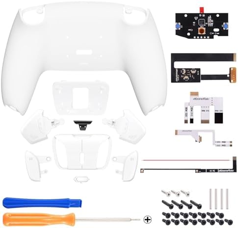 eXtremeRate White Programable RISE4 Remap Kit for ps5 Controller BDM-010 BDM-020, Upgrade Board & Redesigned Back Shell & 4 Back Buttons for ps5 Controller - Controller NOT Included - 2