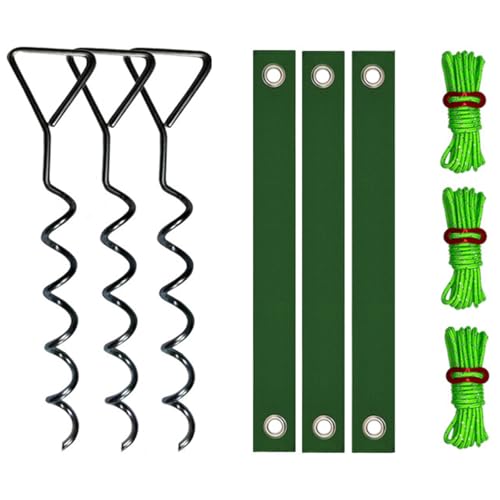 Bibykivn Bodenanker Erdanker 40cm Bodenanker aus Stahl Boden Anker Zelt Heavy Duty Trampolin Anchor Zum Eindrehen für Zelte, Schaukelgestell, Vordächer, Camping, Widerstehen Starkem Wind (Schwarz 1)