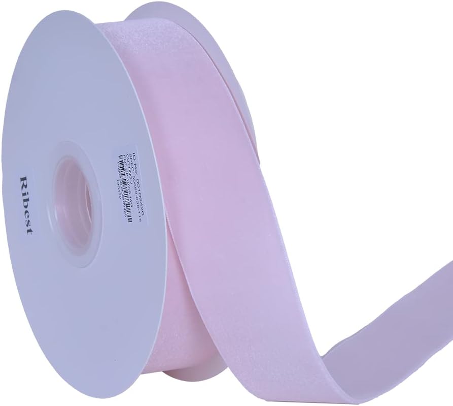 Ribest 1 1/2" Powder Pink Velvet Ribbon by 10 Yards Spool for Craft Gift Wrapping Decoration
