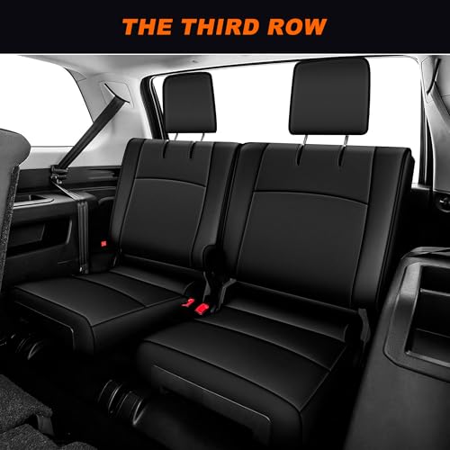 Image of AOMSAZTO Custom Seat Covers for Toyota 4runner: 7 Seats 2011 2012 2013 2014 2015 2016 2017 2018 2019 2020 2021 2022 2023 2024 Leather Car Seats Cover Full Set Black for 4 Runner 7 Seaters