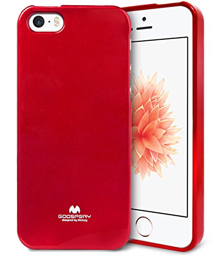GOOSPERY Pearl Jelly for Apple iPhone SE Case (2016) iPhone 5S Case (2013) iPhone 5 Case (2012) Slim Thin Rubber Case (Red) IP5-JEL-RED