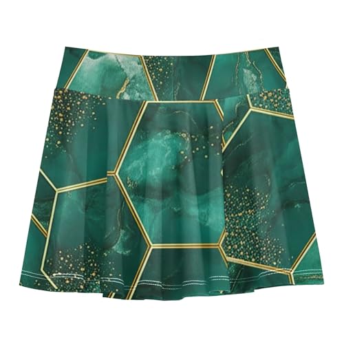Athletic Shorts Girls Skorts Skirts with Shorts Rainbow Teen Cheer Green Marble 3t2