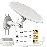 Omni Directional Outdoor TV Antenna, Outdoor Antenna for Smart TV, 720° Long Range Reception Digital HD Signal, with Super Signal Booster, for Attic/Camper/RV/Boat, 2026 Latest (Large White)