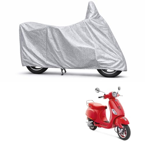 Image of 100% Waterproof Two Wheeler Body Cover Multi Layered Fabric Designed for Vespa RED125 | Belt Buckle Lock | Silver Mag