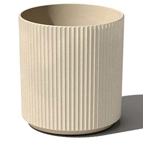 Image of Veradek Round Demi Planter Pots for Indoor /Outdoor Garden Use, Made from Plastic-Concrete Mix with Drainage Holes, Perfect for Small to Large Succulent Plants, Flowers, Modern Interior Plants