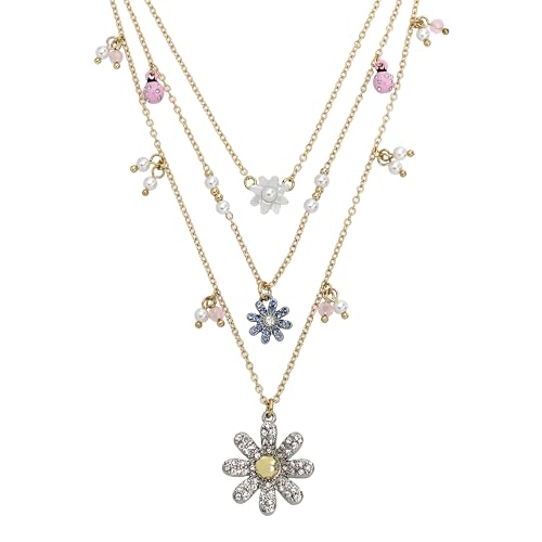 Betsey Johnson Womens Daisy Layered Necklace2