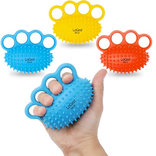 LoGest Silicon Finger and Hand Strengthener Exercisers - 3-Level Color-Coded Set for Therapy, Arthritis, Carpal Tunnel and Stress Relief - Lightweight Training Equipment Targets Fingers, Hand & Wrist