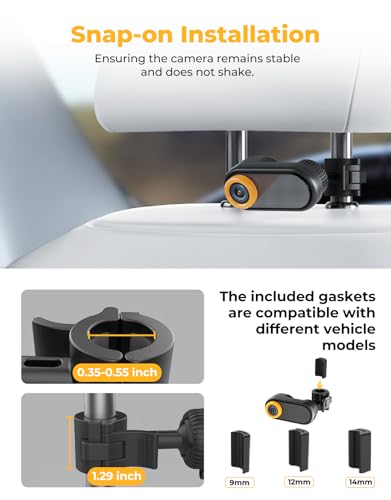Image of Luckview BM2A Baby Car Camera, Night Vision & 5.2 inch 1080P Display for Rear-Facing Car Seats, Easy No-Damage Install, Patented Anti-Shake Mount - Ideal for Parents and Pet Owners