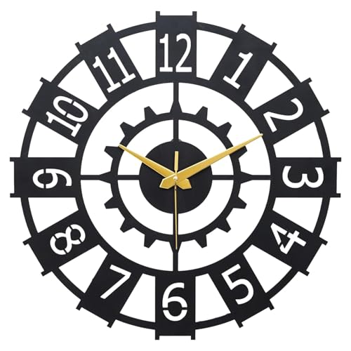 Image of Stylish Metal Analog Wall Clock for Living Room, Bedroom, Office, Kitchen, Home and Hall | Antique Fancy Big Size Modern Wall Watch for Home Decor (DA-171, 40CM)