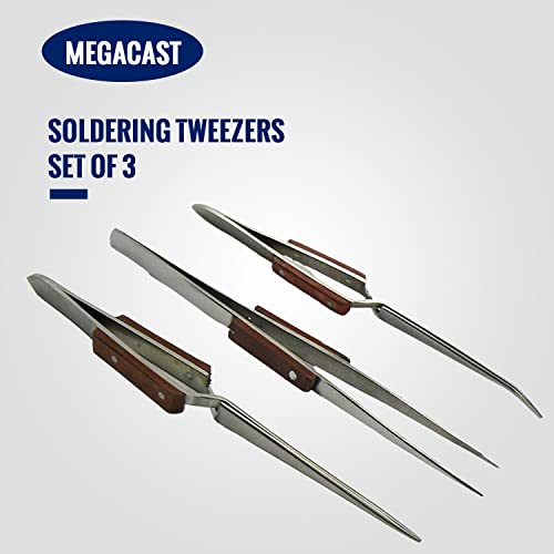 Megacast Tweezers & Cross locking & Straight Soldering tweezers jewelers - 3 piece set - Thumbnail 2