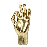 MicDecor Gold Decor “OK” ASL Hand Sign, Desk Statue Classic Hand Gesture Sculpture for Birthday Valentine's Day 8.46 inch Polyresin Figurine