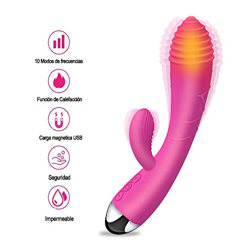 Masajeador Para Mujer, con Función de Calefacción y 10 Modos, Masajeador de Dos Motores para Relajar el Cuerpo