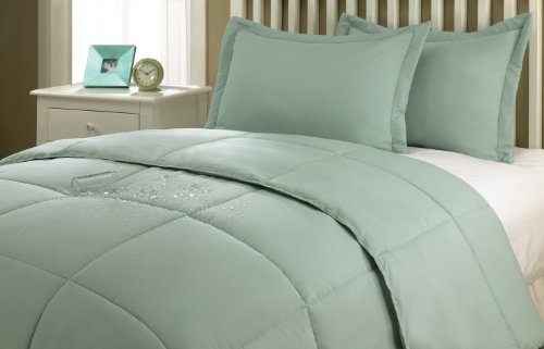 Permafresh Lotus Home Water and Stain Resistant Microfiber Comforter Mini Set, King, Sage
