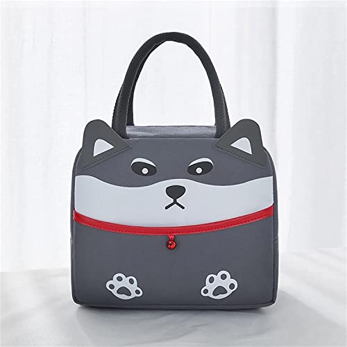 Image of House of Quirk Insulated Reusable Lunch Bag Tote Bag for Women Printed Lunch Bag for School Picnic Office Outdoor Gym (Grey White Dog)