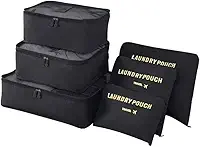 Kit Organizador de Mala de Viagem Prático 6 Peças Necessaires para Roupas, Maquiagens,cuecas calcinhas e meias Bagagen-Lene (Preto)
