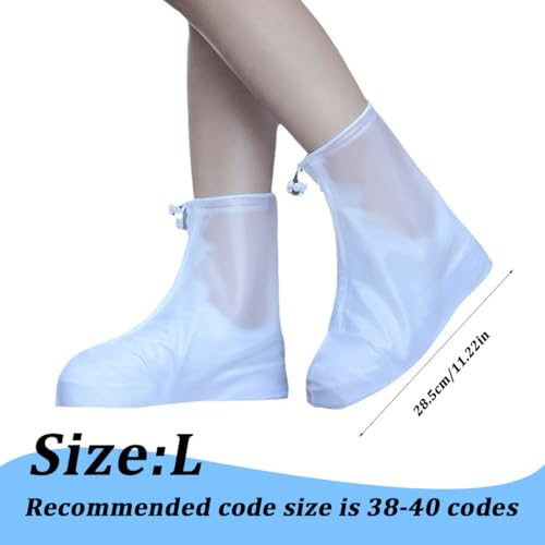 Sweatness Überschuhe Fahrrad Wasserdicht, 2 Paar wasserdichte Überschuhe aus Silikon, Silikonschuhe zum Überziehen, geeignet für Regen, Schnee, Wüstenstrand, Größe, L, weiß