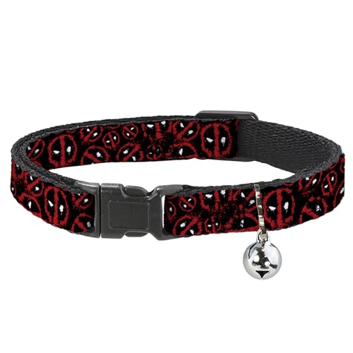 Collar de gato Deadpool negro y rojo con cierre breakaway ajustable 2