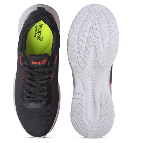 Image of Liberty Leap7x KOOPER-1E Men Sports Running Shoes - Black & Dark Grey | Comfortable and Durable Lace-Up Closure - Suitable for Lacing Walking, Gym, Jogging and Outdoor Shoes for Man