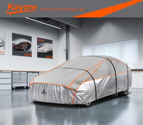 Image of Kayme Hail Protector Car Cover，Anti Hail Thickened Multi-Layered EVA Car Cover Waterproof Sun UV Rain Snow All Weather, Outdoor Hail Protection Cover, Fit Sedan /Coupe-Length (186 to 193 Inch).Grey