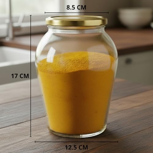 Image of ginoya brothers - Kitchen Glass Jar (3, 1000 Ml. Pot Shape Jar)