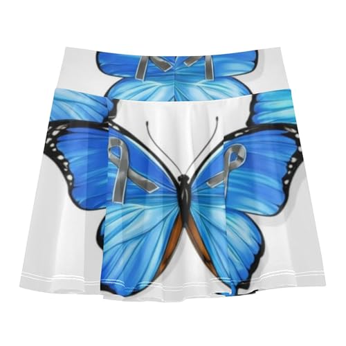 Joisal Preppy Girls' Shorts Athletic Skorts Skirts with Shorts School Blue Butterflies White 4t2