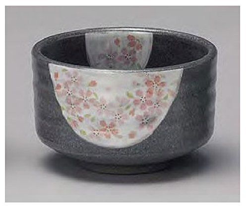 Yamakiikai Japon�s de la taza de t�,taza de caf�,t� Matcha taz�n, flor de Cerezo,Negro y Blanco De Jap�n G1767