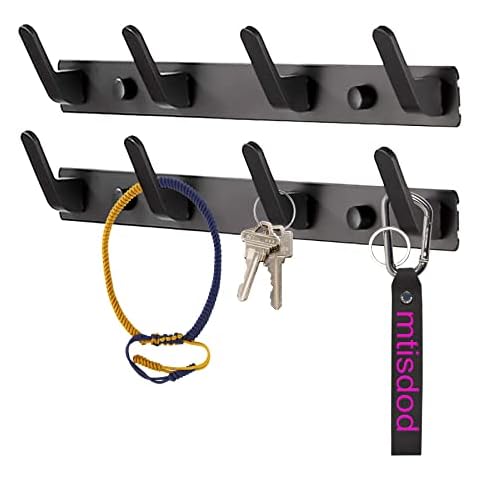 Kleiderhaken, Wandmontage, 4 Haken, schwarz, Türgarderobe, Hutleiste, Schlüsselhaken für Wand, Kleiderstange, kleiner Eingangshaken Wandmontage, platzsparend Cover