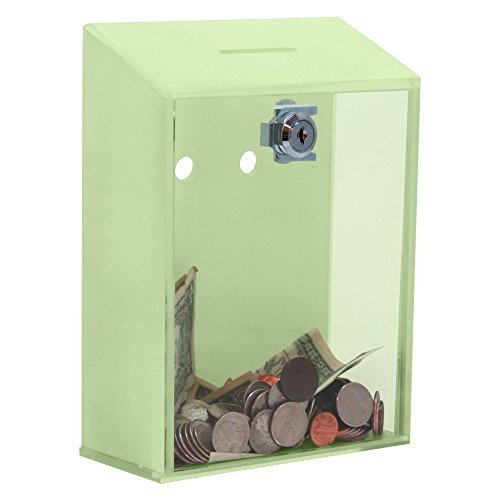 Acrylic Charity Coin Collection Box Donation and Suggestion Box with Lock and 2 Keys (Glow in The Dark)