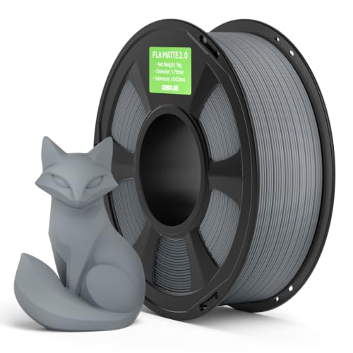 Image of Matte PLA 2.0 Filament 1.75mm, 1KG Light Grey | 3D Printer Filament Dimensional Accuracy + /- 0.02mm, No Clogging, Smooth Texture
