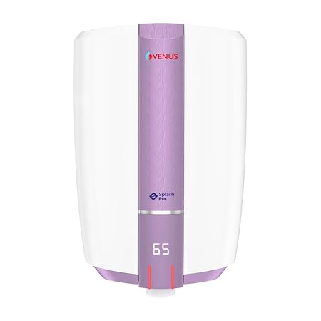 Venus Splash Pro Smart 25SX 25-Litre Storage Water Heater WHITE/PURPLE HAZE |Porcelain Enamelled Glass Lined Tank|(BEE Star Rating - 5 Stars)