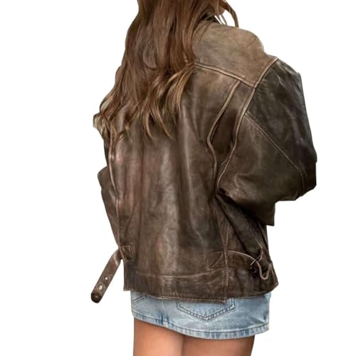 80s Oversize A2 Military Vintage Style Distressed Brown Lambskin Real Leather Jacket3