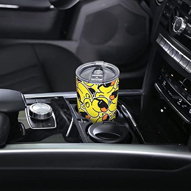 Dujiea 20oz Tumbler With Lid And Straw, Rubber Duck Sunglasses Vacuum Insulated Iced Coffee Mug Reusable Travel Cup Stainless Steel Water Bottle