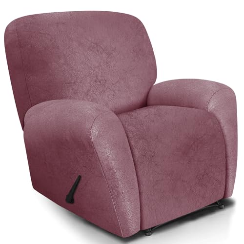 Image of ANARACHON Leather Look Recliner Chair Covers, 4 Pieces Recliner Covers Non Slip, Soft Cover for Reclining Chair, Washable Furniture Protector for Pets (1 Seater, 025 Red)