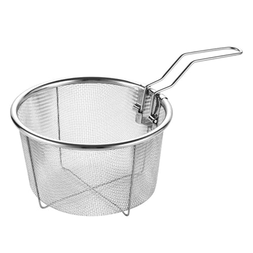 Cesta de acero inoxidable para freír, cesta plegable de 9 cm de altura para filtro de virutas de drenaje para pollo, patatas fritas, aperitivos, accesorio de cocina (15 cm)