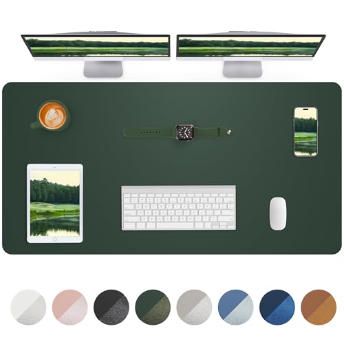 Image of Leather Desk Pad Protector,Mouse Pad,Office Desk Mat, Non-Slip PU Leather Desk Blotter,Large Desk mat,Waterproof Keyboard mat for Office /Home /Decor (Dark Green,48 inch x 24 inch)