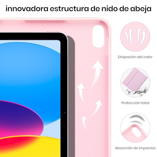 Funda Teclado para iPad 11.ª Gen (A16) / 10.ª Generación (11/10.9 Pulgadas) 2025/2022, Soporte para Lápiz y Teclado Recargable, [Español] Magnético Desmontable Bluetooth Teclado (Rosa) - imagen 8