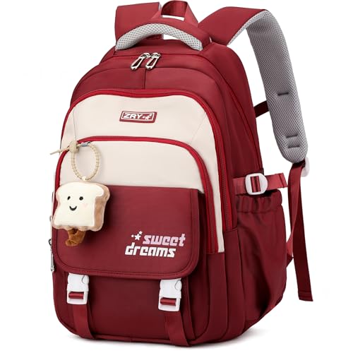 Makukke Schulrucksack Teenager, Schulranzen Mädchen 5.klasse 30L Stauraum Schultasche, Wasserdicht Rucksack Schule Lässiger Kinderrucksack mit Süßem Anhänger