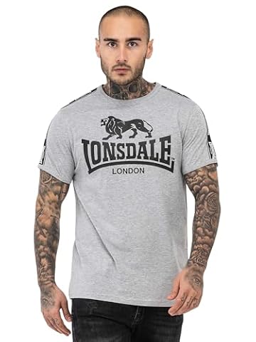 Lonsdale Męski Stour T-Shrit, Marl Szary/Czarny/Biały, L, Marl szary/czarny/biały, L, 117534