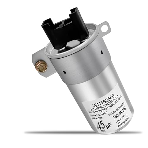 Image of W11428524 Washer Motor Run Capacitor 45uF 250VAC 50 /60Hz 10000AFC Compatible with Whirlpool Kenmore Maytag Amana Washer Capacitor Replace W10866238 W11162561 W11175257 AP6981681 PS12745632