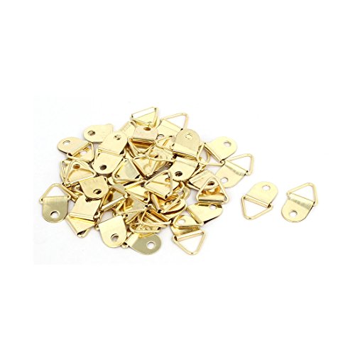 Image of uxcell Picture Photo Frame Cross Stitch Triangle Ring Hanger Hook Gold Tone 50pcs