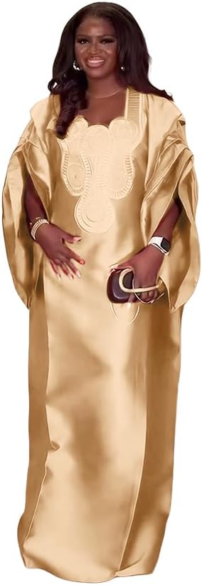 African style bell sleeve embroidered bubu dress one size
