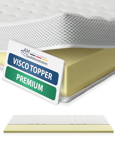Premium Visco Topper 140 x 200 cm - 6 cm hoch - Anpassungsfähige, viscoelastische Matratzenauflage 140 x200 - Hochwertiger Lyocell-Bezug - Viskose Topper 6cm hoch - Made in Germany