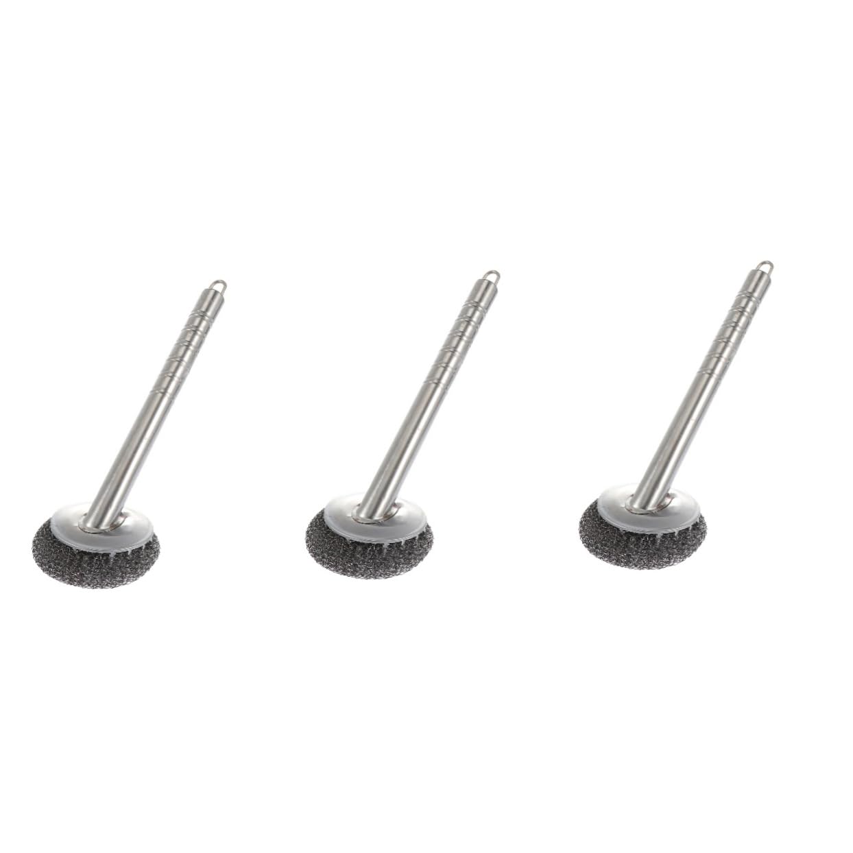 Brosse en acier inoxydable de cuisine pour récurer casseroles et grils, lot de 3