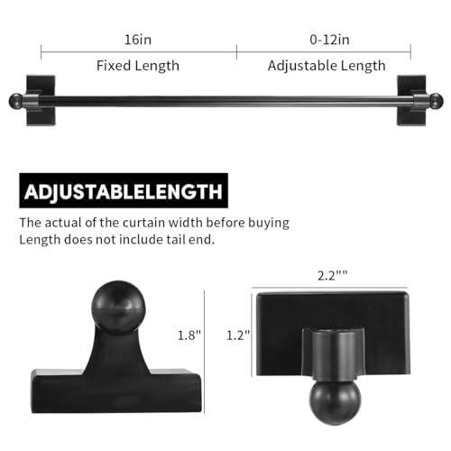 2 Pcs Magnetic Curtain Rods for Metal Door 16 to 28 Inch, 1/2" Multi-use Adjustable Appliance Magnetic Rod for Window Frames, Cabinets, Refrigerators, Dishwashers(Black) by HurOutd - Image 3