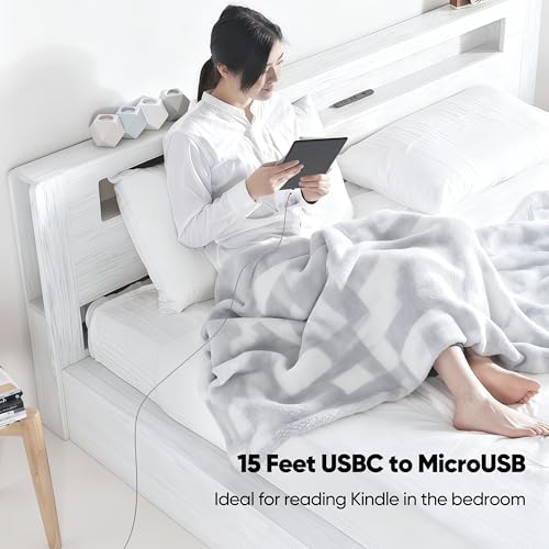 Image of USB C to Micro USB Cable BK63(15 Feet, Silver, 1)