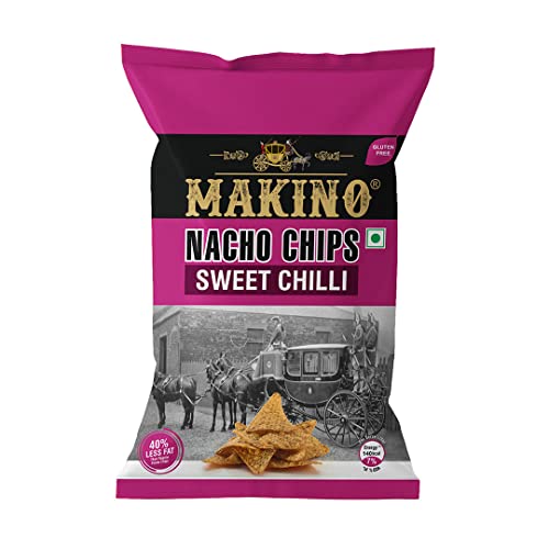 Image of Makino Corn Chips Nachos Sweet Chilly Flavor (Pack of 3 x 150g) | Healthy Snacks with 40% Less Fat | Crunchy & Fresh Corn Nachos | Gluten-Free, No MSG, Zero Trans Fat